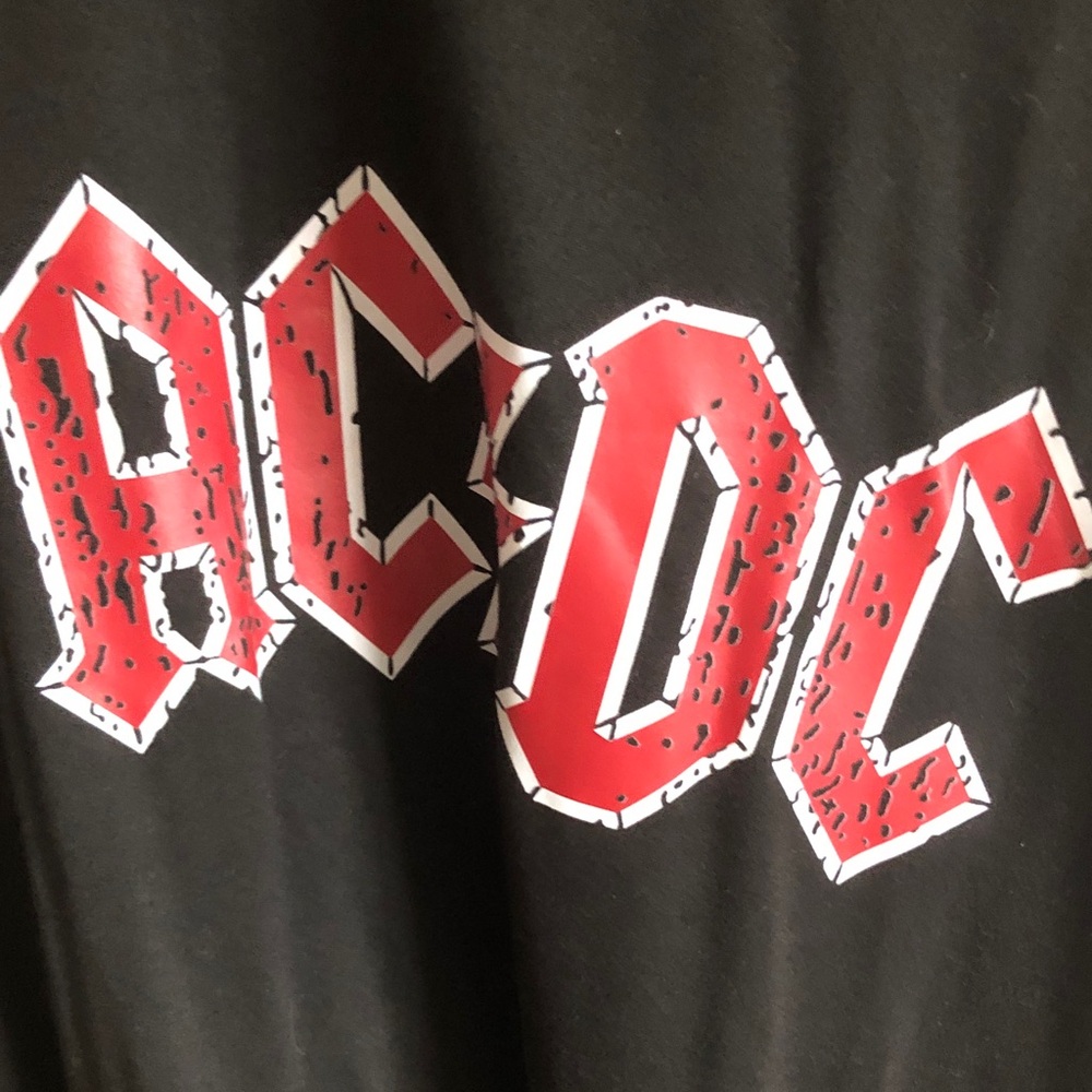 AC/DC Black Band Logo Tee with Red Lettering